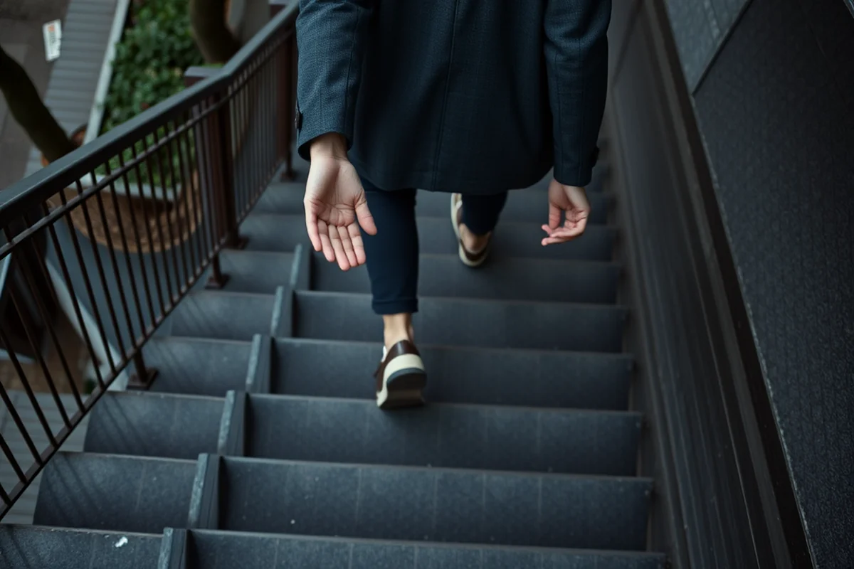 subaru natsuki climbing the stairs — Subaru Natsuki Climbing The Stairs (step by step)